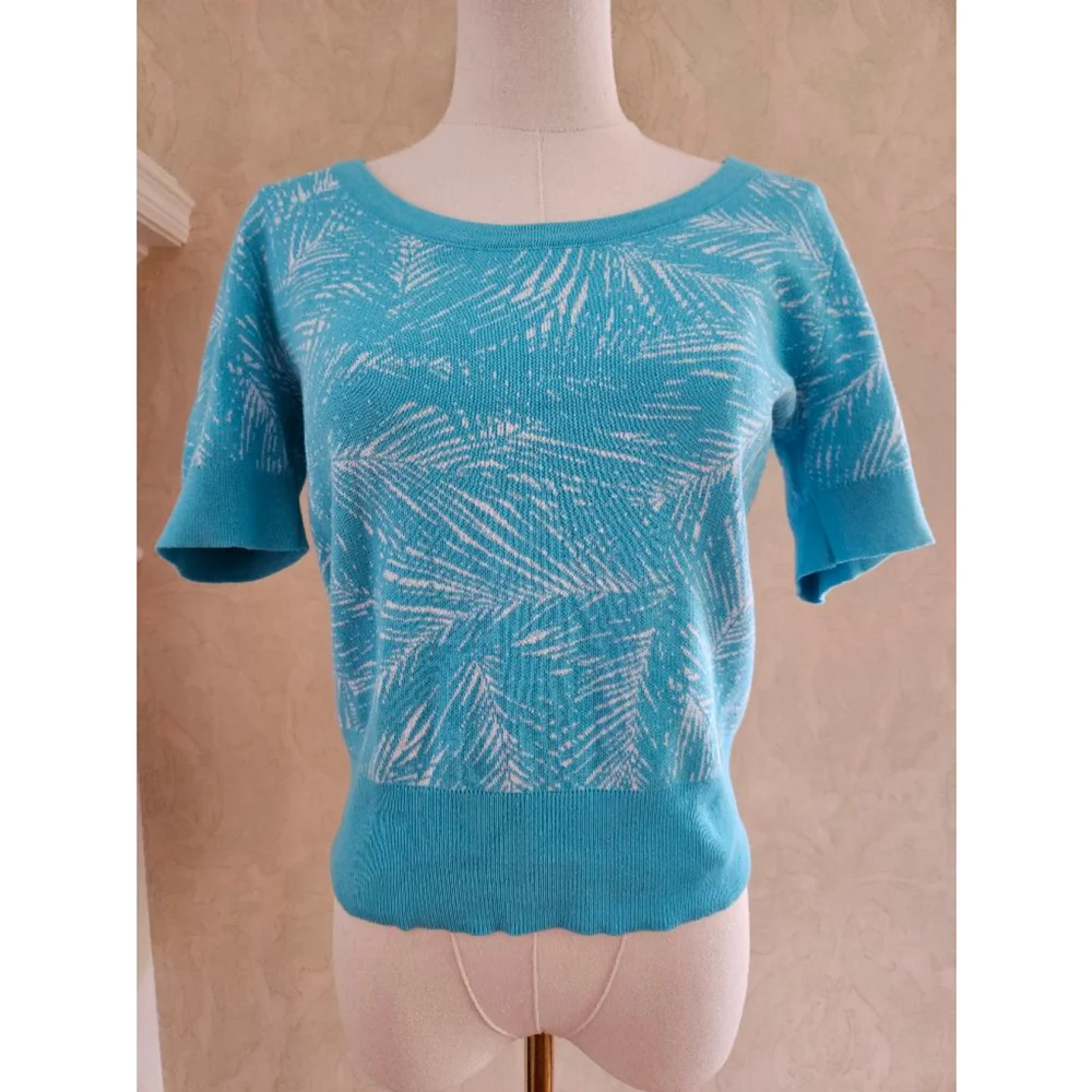 NWT Michael Kors Short Sleeve Blue Sweater-Small